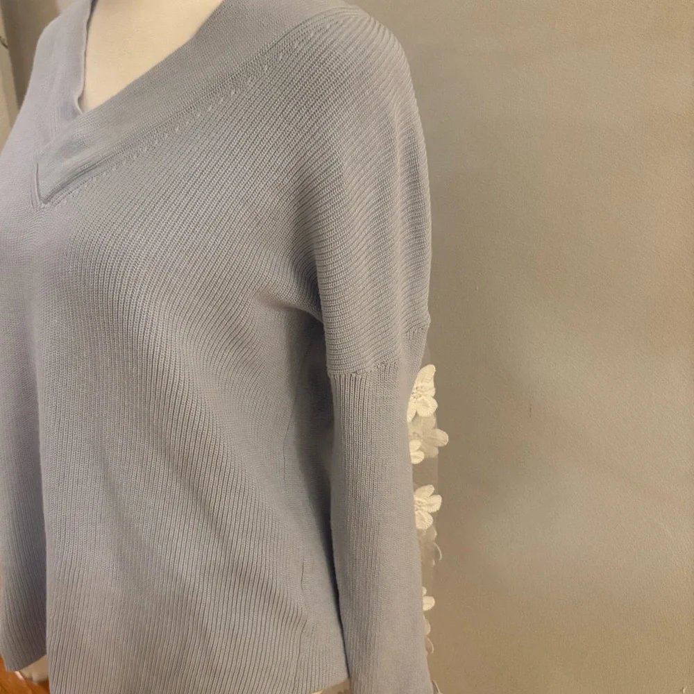 French Connection Caballo Floral-Lace Sleeve Sweater - Picture 4 of 10